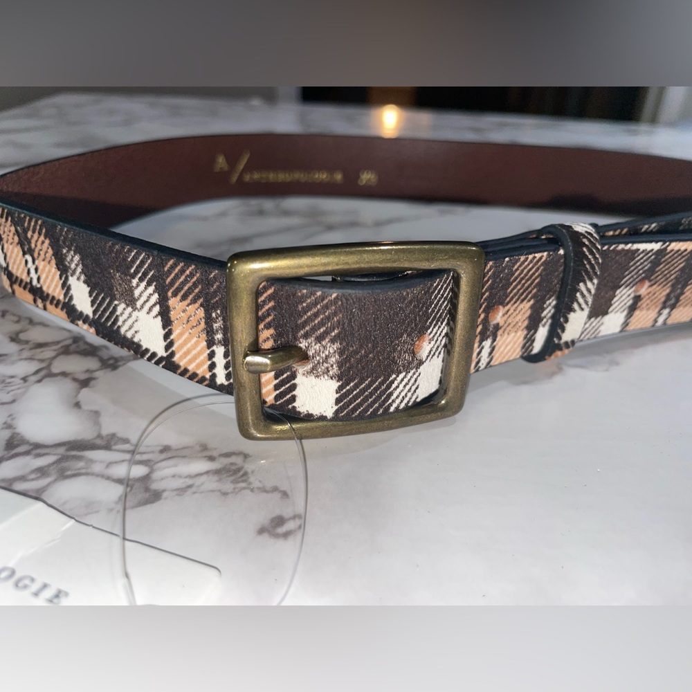NEW ANTHROPOLOGIE Motif Brown Motif Plaid Belt